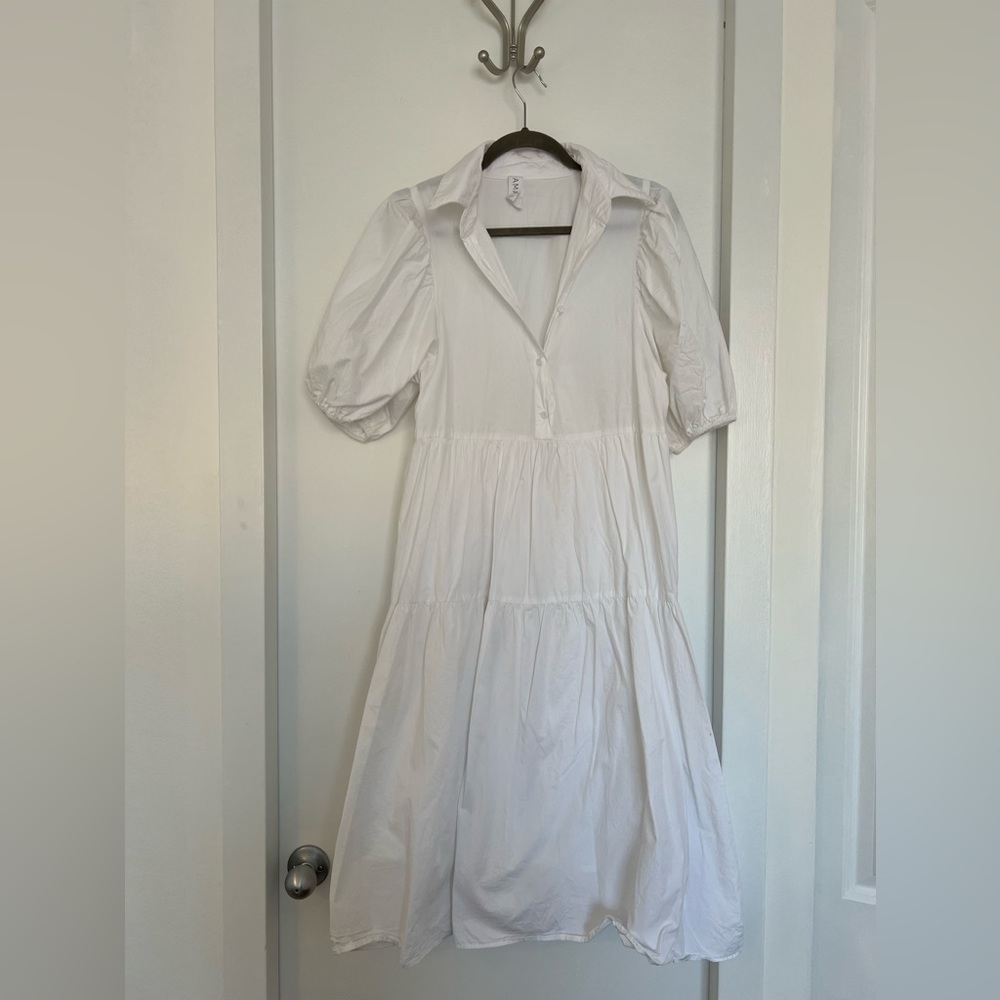 Anthropologie White Poplin Midi Dress